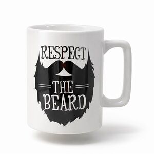 Respect the Beard White Coffee Mug 4.5 in | Rustic Funny Graphic Cup | Dad Gift